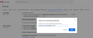 Email forwarding - Add forwarding address